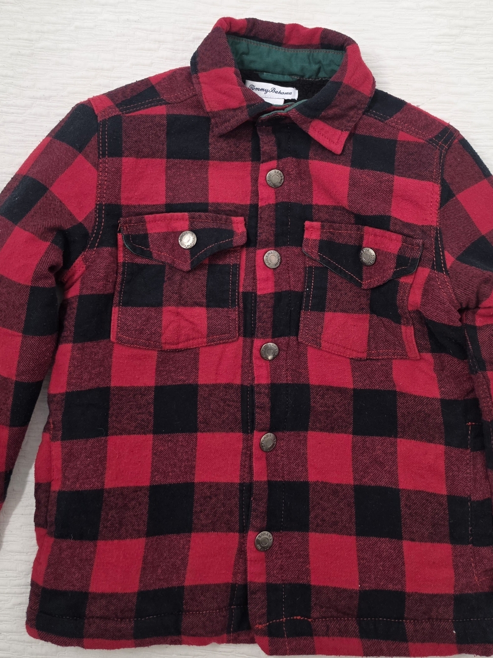 Tommy Bahama Kids Red & Black Plaid Button-Front Shirt Jacket